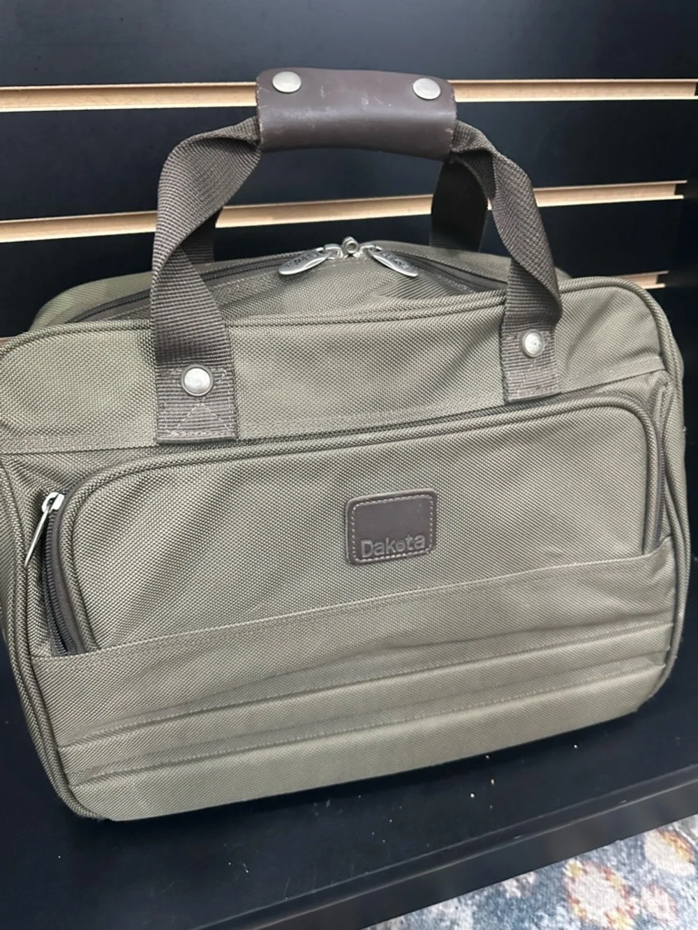 Vintage Dakota Tumi Weekender Canvas Carry On Olive Green Travel Bag